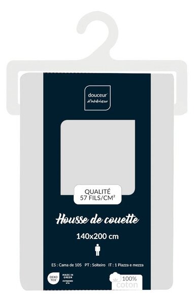 Бяло единично памучно включено спално бельо 140x200 cm Lina – douceur d'intérieur