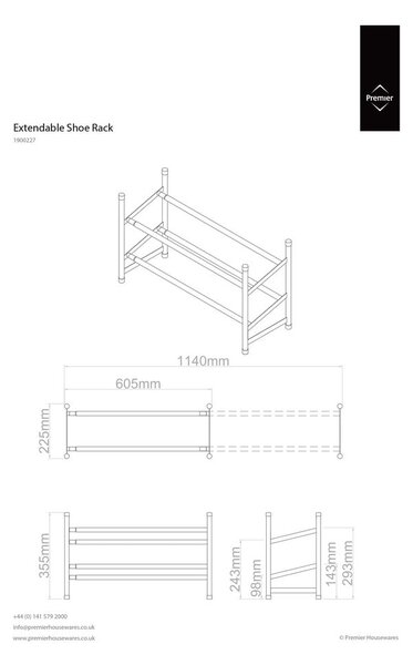 Метален телескопичен стелаж за обувки в сребрист цвят – Premier Housewares