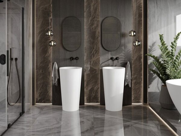 Mexen Onyx-01 свободно стояща мивка от конгломерат 45 x 45 см, бяла мат - 26524500