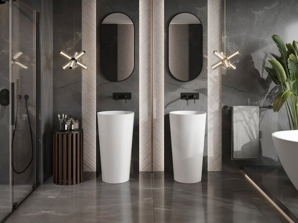 Mexen Onyx-03 свободностояща мивка от конгломерат 45 x 45 см, бял мат - 26534500