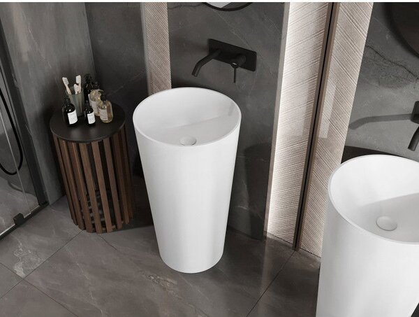 Mexen Onyx-03 свободностояща мивка от конгломерат 45 x 45 см, бял мат - 26534500