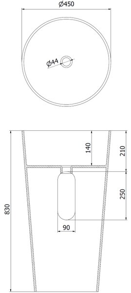 Mexen Onyx-01 свободно стояща мивка от конгломерат 45 x 45 см, бяла мат - 26524500