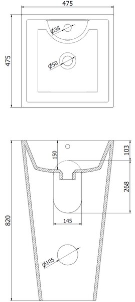 Mexen Pia самостоятелна мивка 47 x 47 см, бяла - 26104700