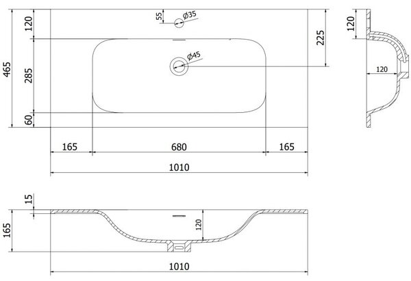 Mexen Vela вградена мивка в плот 101 x 46,5 см, бял гланц - 25231000