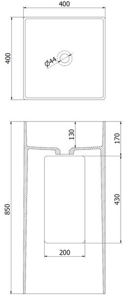Mexen Xola-1 свободностояща мивка от конгломерат 40 x 40 cm, бяла мат - 26594000