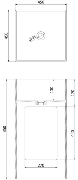 Mexen Xola-2 свободностояща мивка от конгломерат 45 x 45 см, бяла матова - 26594500