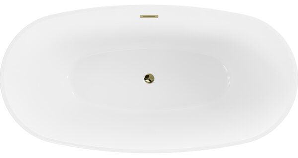 Mexen Eris самостоятелна вана 155 x 80 см, бяла, преливане злато - 53441558000-50