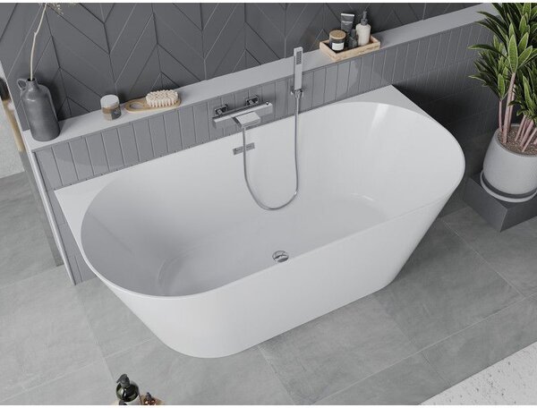Mexen Oval Slim свободностояща вана до стената 170 x 80 см, бяла, хром преливник - 52661708000-01