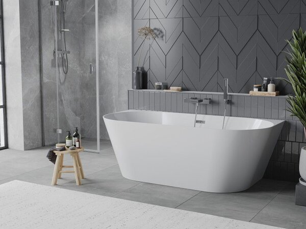 Mexen Oval Slim свободностояща вана до стената 170 x 80 см, бяла, хром преливник - 52661708000-01