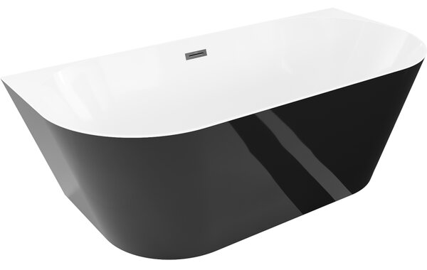 Mexen Oval Slim самостоятелна вана до стената 170 x 80 см, бяла/черна, черен