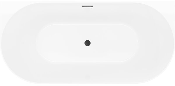 Mexen Oval Slim самостоятелна вана до стената 170 x 80 см, бяла/черна, черен