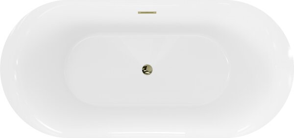 Mexen Roxy свободно стояща вана 170 x 80 см, бяла, златен преливник - 51201708000-50
