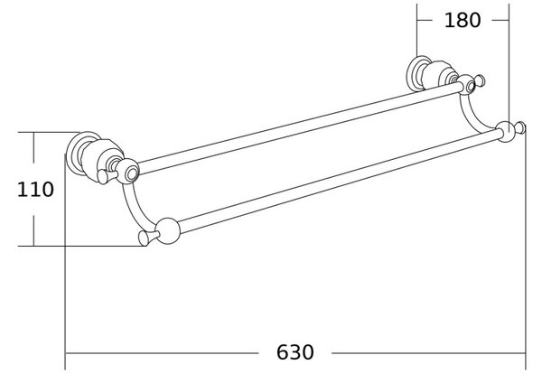 Mexen Estela двойна закачалка за кърпи, златна - 7011525-50