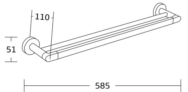 Mexen Tiber двойна закачалка за хавлии, черна - 7050525-70