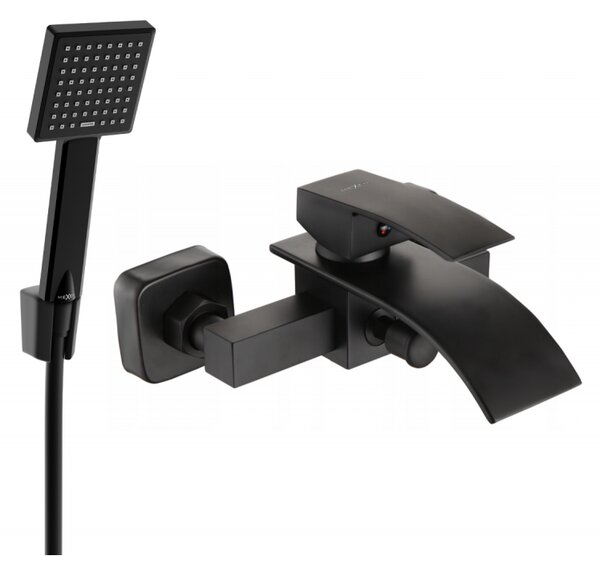 Mexen Aries R45 батерия за вана с душ комплект, черна - 74483R45-70