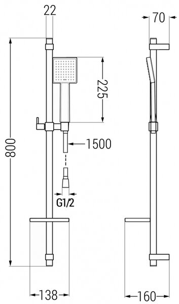 Mexen Aries DQ45 комплект за вана, златен - 744803DQ45-50