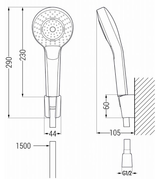 Mexen Kama R05 комплект за вана, черен - 72513R05-70