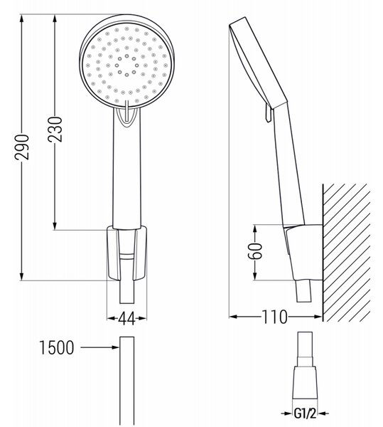 Mexen Kama Комплект за вана R75, хром - 72503R75-00