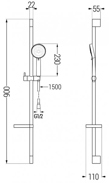 Mexen Kama DS75 комплект за вана, хром - 72513DS75-00
