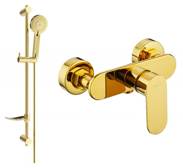 Mexen Milo DF40 душ батерия с душ комплект, златна - 7134R40-50