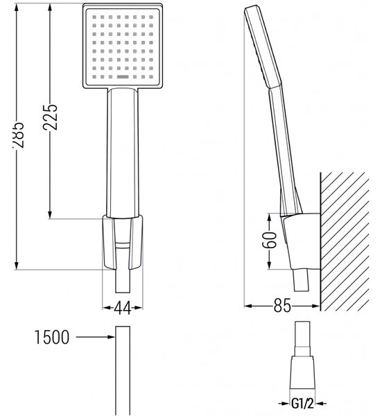 Mexen Mino R45 комплект вана, черен - 72403R45-70