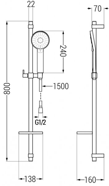 Mexen Zero DQ40 комплект за вана, черен - 71103DQ40-70