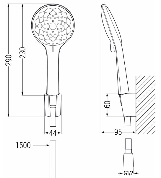 Mexen Sabre R74 вана батерия с душ комплект, хром - 7213R74-00