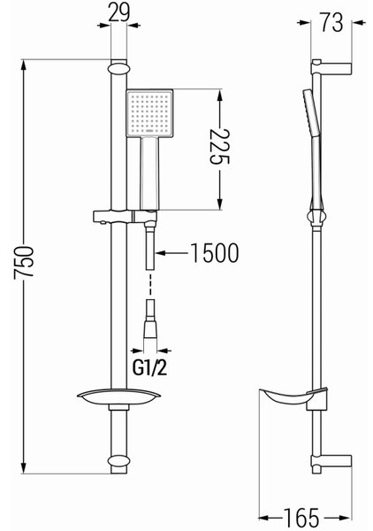 Mexen DB45 плъзгащ се душ комплект, черен - 785454584-70
