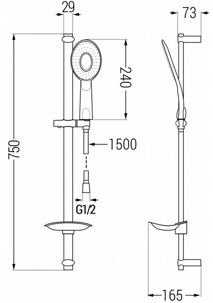 Mexen DB73 плъзгащ душ комплект, хром - 785734584-02