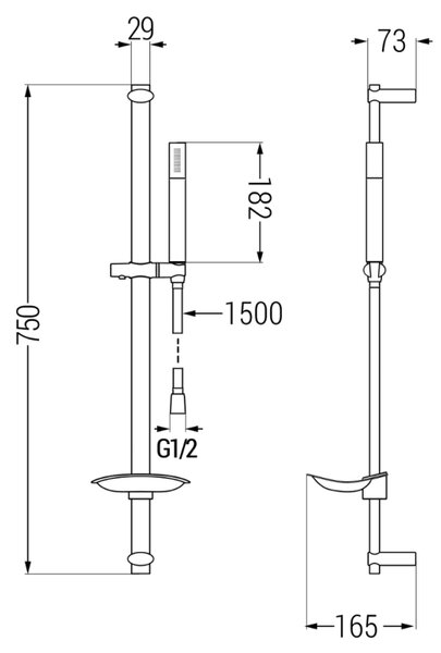 Mexen DB70 плъзгащ се душ комплект, хром - 785704584-00