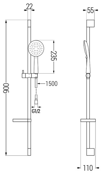 Mexen DS67 Комплект за душ с плъзгаща стойка, хром - 785674583-00