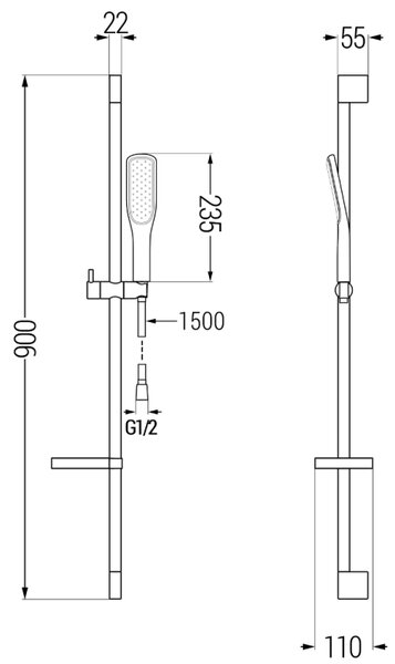 Mexen DS49 подвижен черен душ комплект - 785494583-75