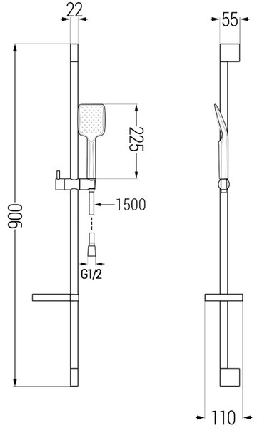 Mexen DS62 комплект за душ с плъзгач, хром - 785624583-00