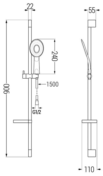 Mexen DS73 плъзгащ се душ комплект, хром - 785734583-02