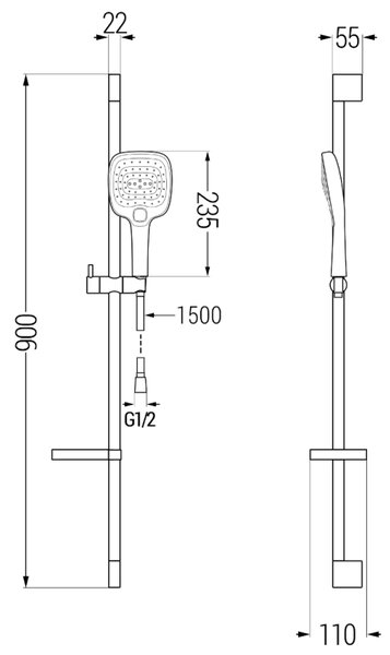 Mexen DS17 плъзгащ се душ комплект, хром - 785174583-00