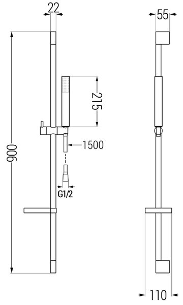 Mexen DS77 плъзгащ се душ комплект, хром - 785774583-00