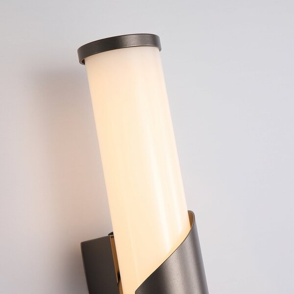 Searchlight LED стенна лампа „Wrap“, IP44, бронз, метал, стъкло, 3 000 K, Затъмняване, Бронзов / античен месинг, Баня, Метал
