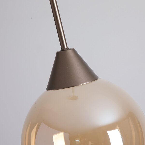 Searchlight LED висяща лампа OPUS Lux, 1-лампова, бронз, кехлибарено стъкло, CCT, Затъмняване, Бронзов / античен месинг, Дневна/трапезария, Стъкло