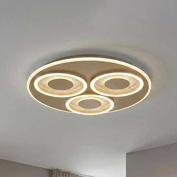 Searchlight LED таванна лампа Wreath Flush, пясъчен цвят, CCT, желязо, с възможност за, Затъмняване, Бежов, Дневна/трапезария, Метал, Модерен