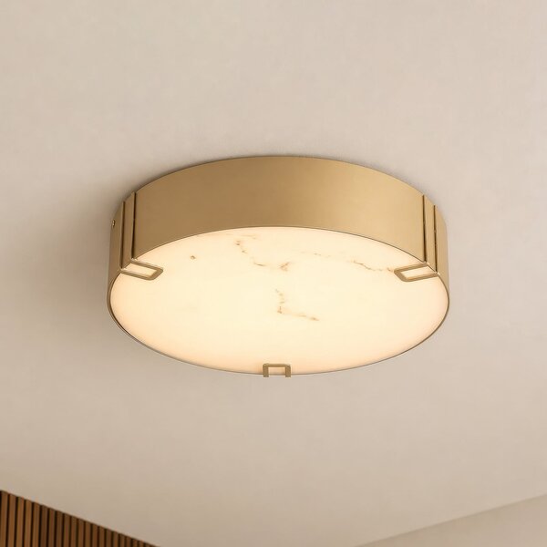 Searchlight LED таванна лампа „Marmo“, златист цвят, метал, IP44, 3 000 K, Затъмняване, Злато / месинг, Баня, Метал