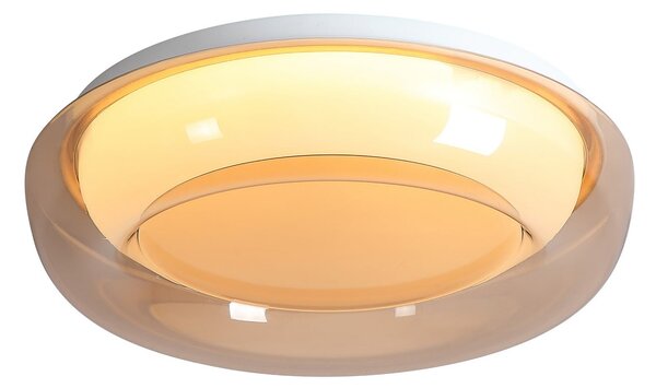 Searchlight LED таванна лампа Jude Flush, кехлибарено, Ø 30 см, CCT, Затъмняване, Кафяв / ръждив, Дневна/трапезария, Метал