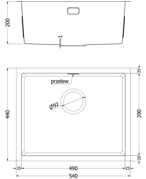 Mexen Trixo мивка от неръждаема стомана 1-комплектна 540 x 440 mm, инокс - 6414541000-01