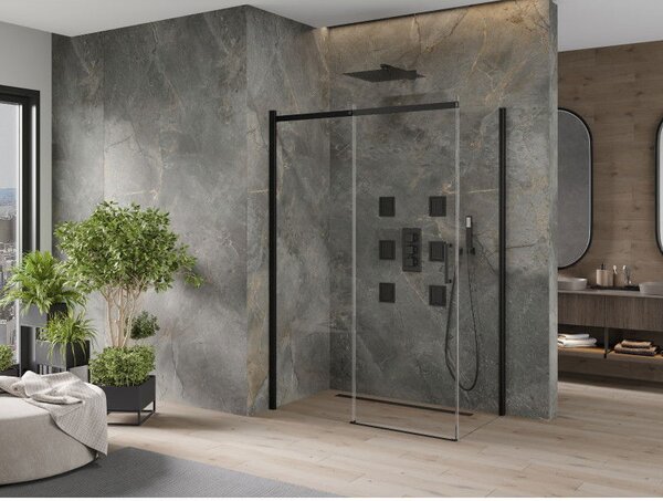 Mexen Omega плъзгаща се душ кабина 130 x 70 см, прозрачна, черна - 825-130-070-70-00