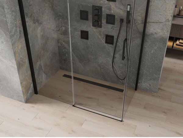 Mexen Omega плъзгаща се душ кабина 130 x 70 см, прозрачна, черна - 825-130-070-70-00