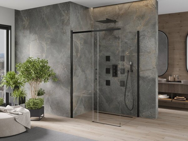 Mexen Omega плъзгаща се душ кабина 100 x 70 см, прозрачна, черна - 825-100-070-70-00