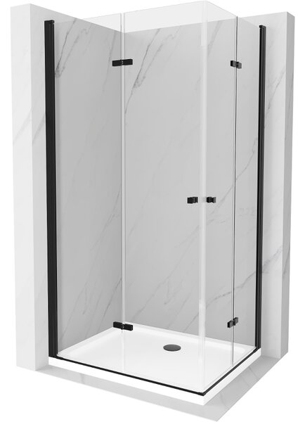 Mexen Lima Дуо сгъваема душ кабина 80 x 70 см, прозрачна, черна + корито Flat