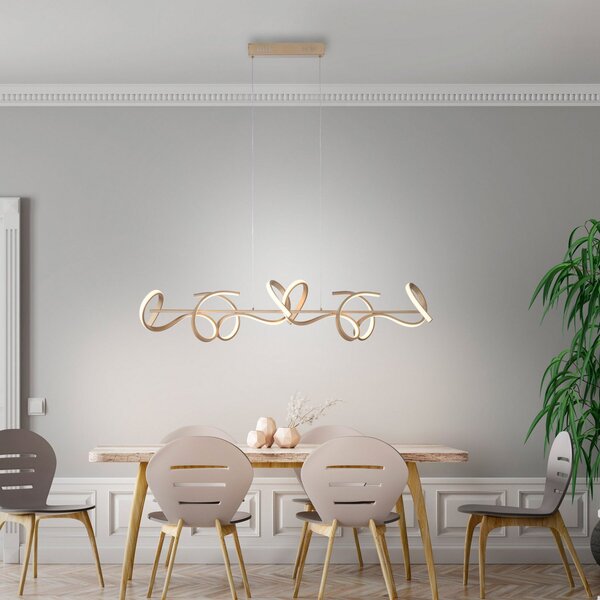 JUST LIGHT. GmbH LED висящо осветление Curls, месинг, метал, дължина 99 см, с възможност за, Затъмняване, Бронзов / античен месинг, Дневна/трапезария, Метал, Модерен