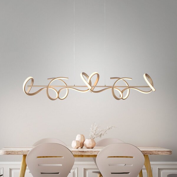 JUST LIGHT. GmbH LED висящо осветление Curls, месинг, метал, дължина 99 см, с възможност за, Затъмняване, Бронзов / античен месинг, Дневна/трапезария, Метал, Модерен