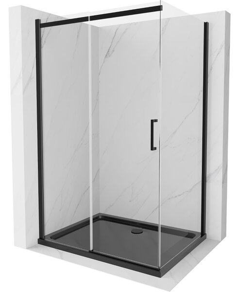 Mexen Omega разтегателна душ кабина 100 x 80 см, прозрачна, черна + плосък