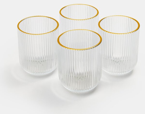 Sinsay - Комплект релефни чаши със златен кант 4 pack - clear